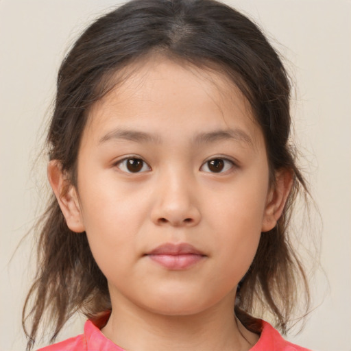 Neutral white child female with medium  brown hair and brown eyes