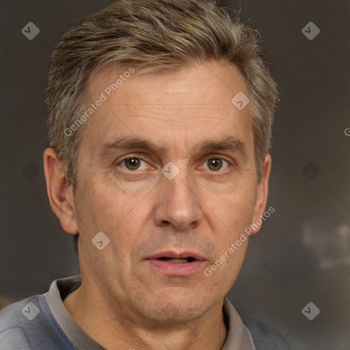 Neutral white adult male with short  brown hair and brown eyes