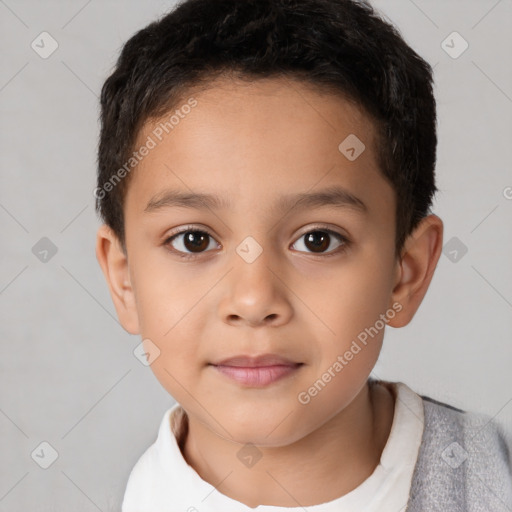 Neutral white child male with short  brown hair and brown eyes