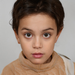 Neutral white child female with short  brown hair and brown eyes