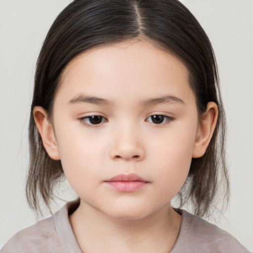 Neutral white child female with medium  brown hair and brown eyes