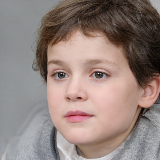 Neutral white child female with medium  brown hair and blue eyes