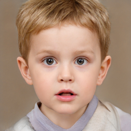 Neutral white child male with short  brown hair and brown eyes