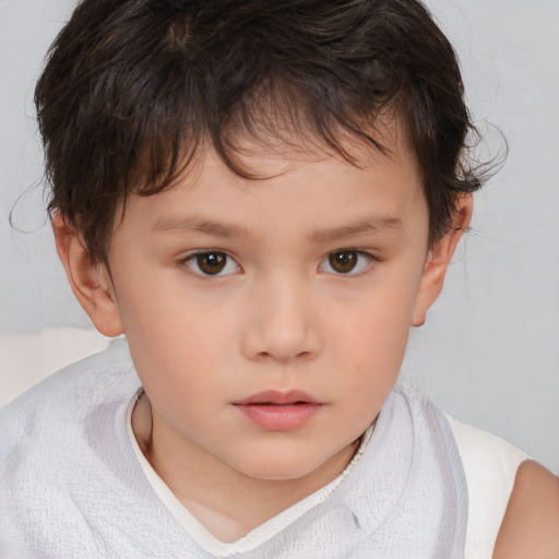 Neutral white child female with short  brown hair and brown eyes