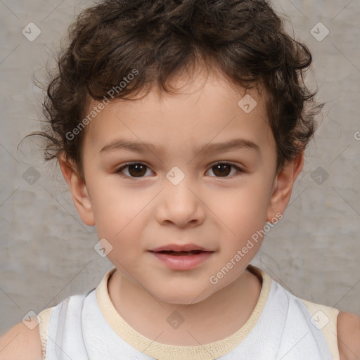 Neutral white child male with short  brown hair and brown eyes