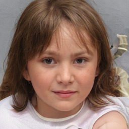 Neutral white child female with medium  brown hair and brown eyes
