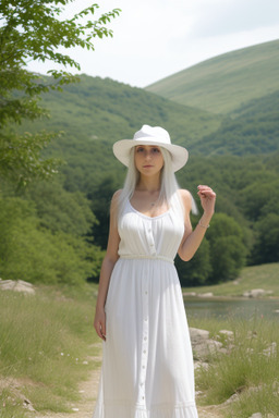 Bulgarian adult female with  white hair