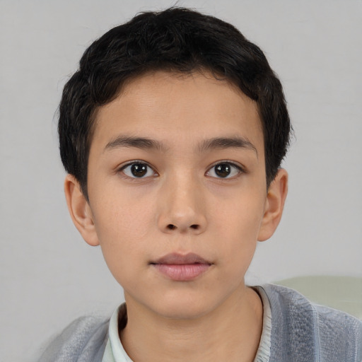 Neutral white child male with short  brown hair and brown eyes