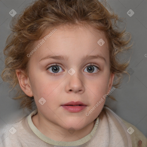 Neutral white child female with medium  brown hair and brown eyes