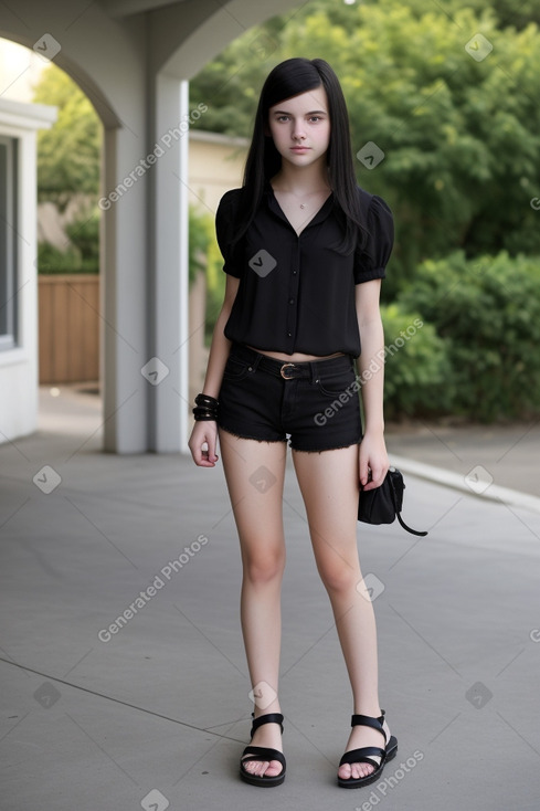 Caucasian teenager female with  black hair