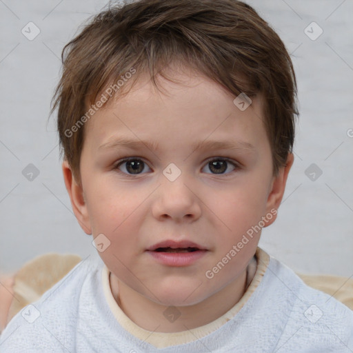 Neutral white child male with short  brown hair and brown eyes