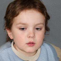 Neutral white child female with short  brown hair and blue eyes