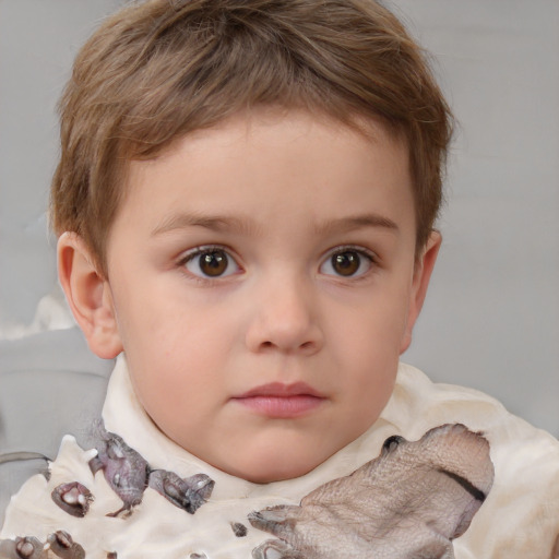 Neutral white child female with short  brown hair and brown eyes