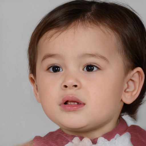 Neutral white child female with medium  brown hair and brown eyes