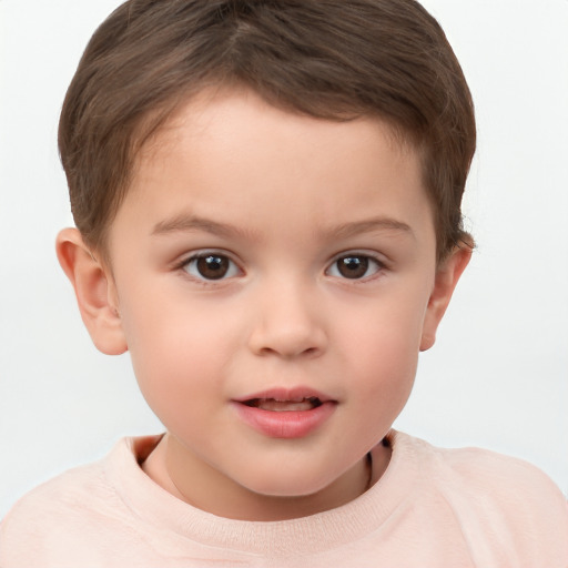 Neutral white child female with short  brown hair and brown eyes