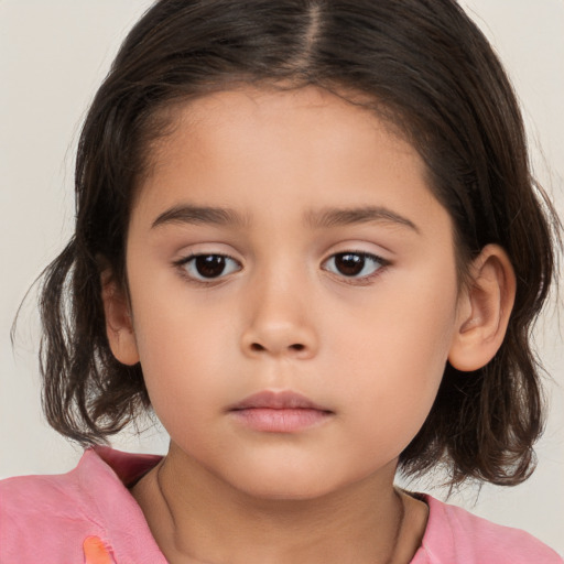 Neutral white child female with medium  brown hair and brown eyes