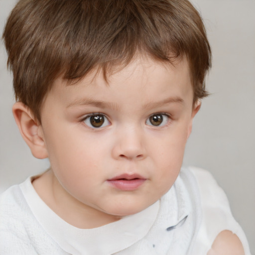 Neutral white child male with short  brown hair and brown eyes