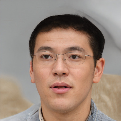 Neutral asian young-adult male with short  brown hair and brown eyes