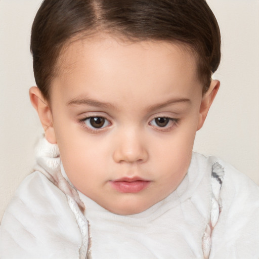 Neutral white child female with short  brown hair and brown eyes