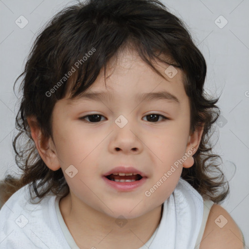 Neutral white child female with medium  brown hair and brown eyes