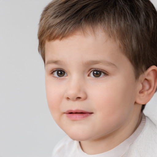Neutral white child male with short  brown hair and brown eyes