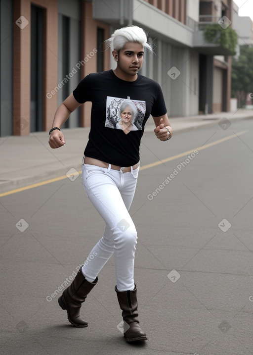 Indian adult non-binary with  white hair