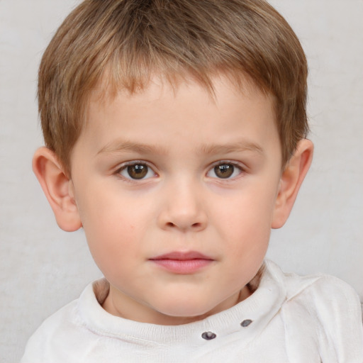 Neutral white child male with short  brown hair and brown eyes