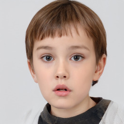 Neutral white child male with short  brown hair and brown eyes