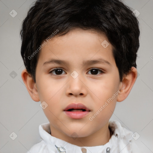 Neutral white child male with short  brown hair and brown eyes