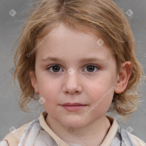 Neutral white child female with medium  brown hair and brown eyes