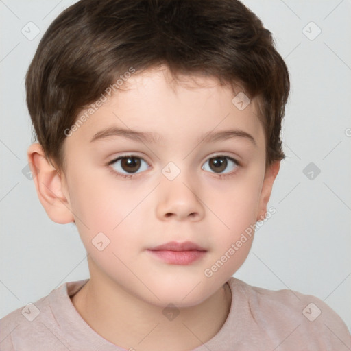 Neutral white child male with short  brown hair and brown eyes