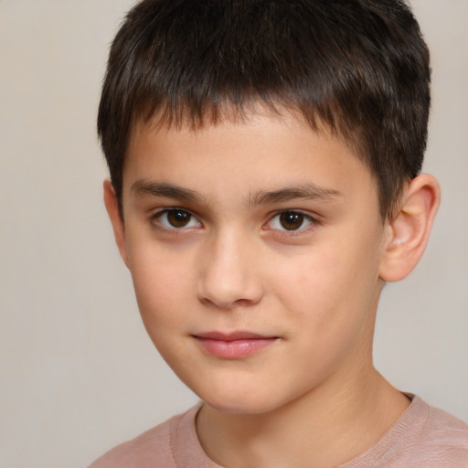 Neutral white child male with short  brown hair and brown eyes