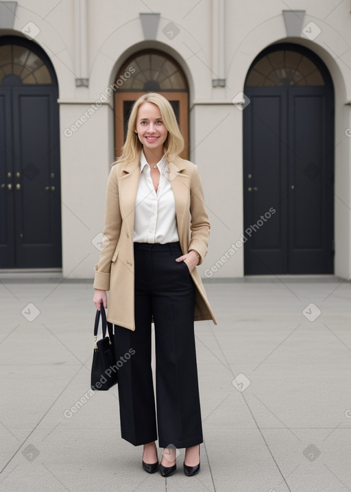 Caucasian adult female with  blonde hair