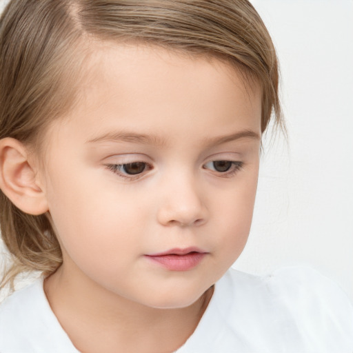 Neutral white child female with medium  brown hair and brown eyes