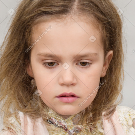 Neutral white child female with medium  brown hair and brown eyes