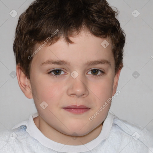 Neutral white child male with short  brown hair and brown eyes