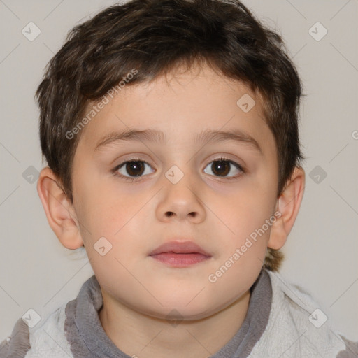 Neutral white child male with short  brown hair and brown eyes