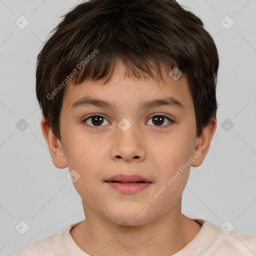 Neutral white child male with short  brown hair and brown eyes