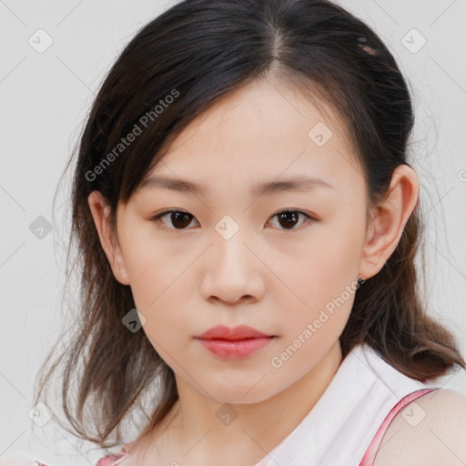 Neutral white child female with medium  brown hair and brown eyes
