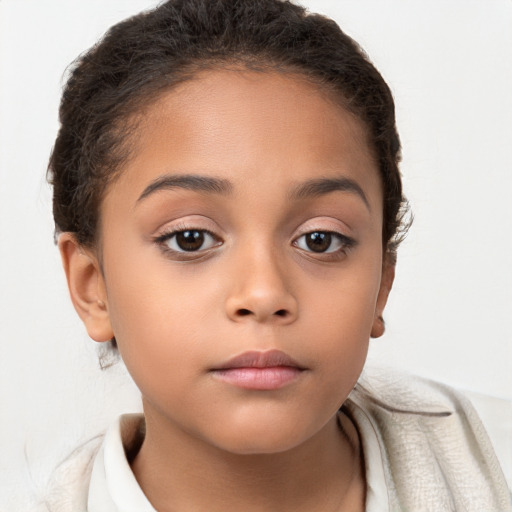 Neutral white child female with short  brown hair and brown eyes