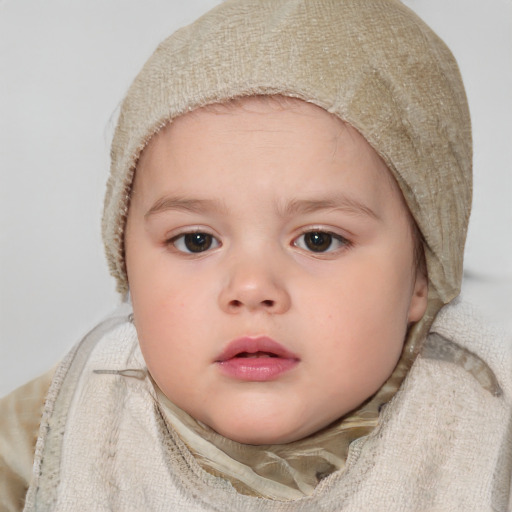 Neutral white child female with short  brown hair and blue eyes