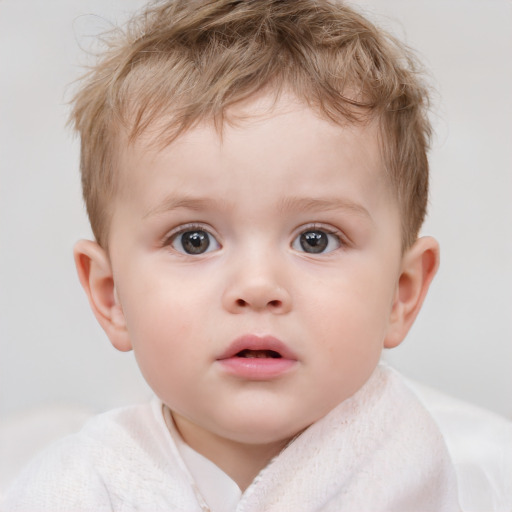 Neutral white child male with short  brown hair and brown eyes