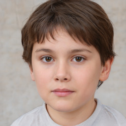 Neutral white child female with short  brown hair and brown eyes