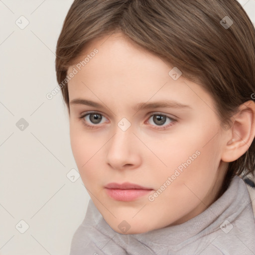 Neutral white child female with short  brown hair and brown eyes