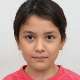 Neutral white child female with short  brown hair and brown eyes