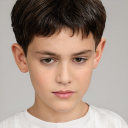 Neutral white child male with short  brown hair and brown eyes