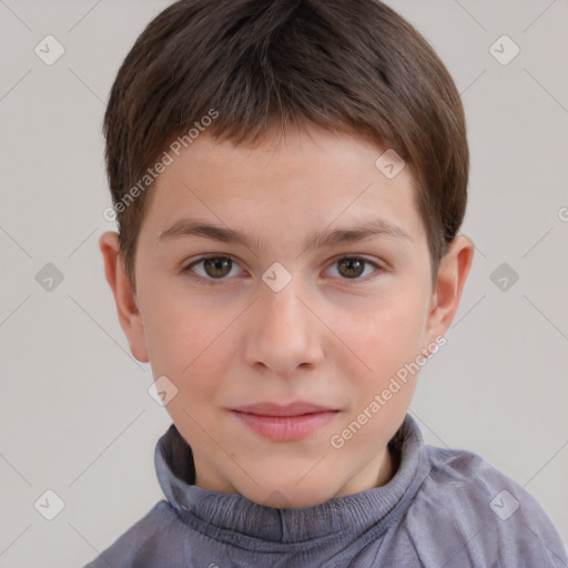 Neutral white child male with short  brown hair and brown eyes