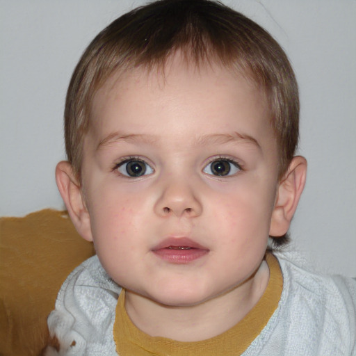 Neutral white child male with short  brown hair and brown eyes