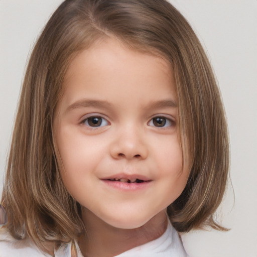 Neutral white child female with medium  brown hair and brown eyes