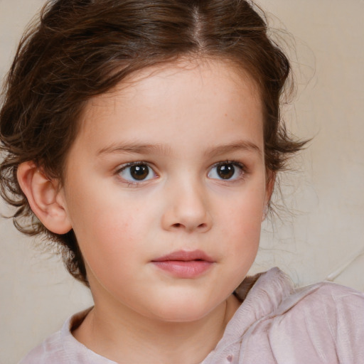 Neutral white child female with medium  brown hair and brown eyes